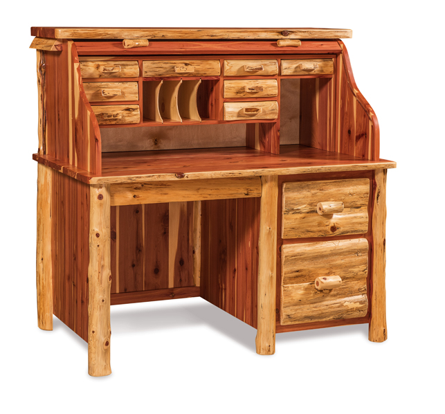 Fireside Rustic Single Pedestal Rolltop Desk