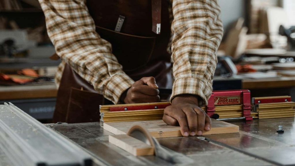 Man making furniture joints