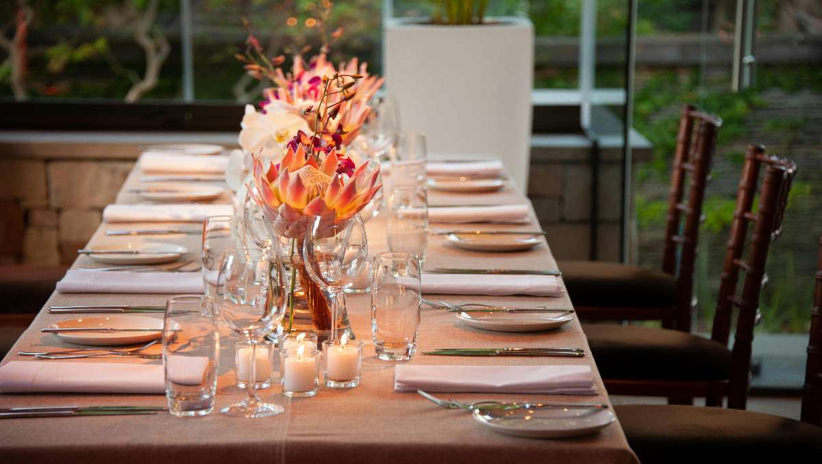 Dining table with plates