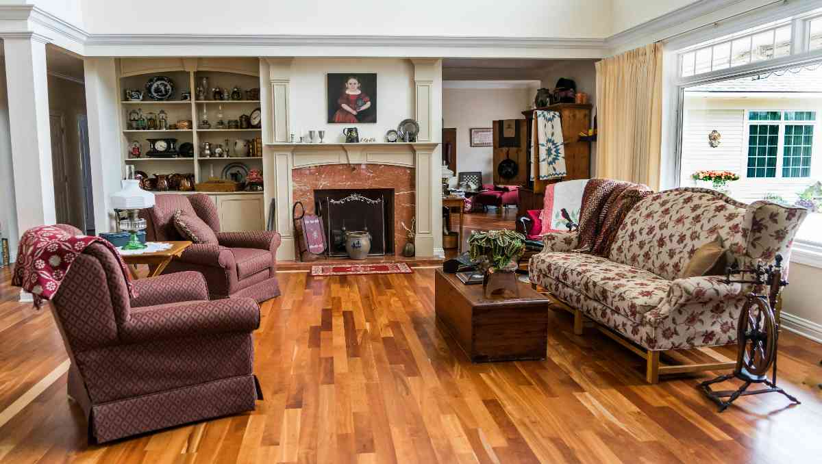 Living room with wood floors