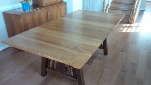 Steve Petullo ordered a Markley Mission Dining Table in hickory and many leather-upholstered Brady Dining Chairs in maple