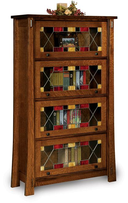 Modesto 4-Door Barrister Bookcase with Leaded Glass