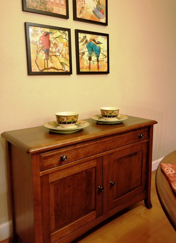 You can use a TV stand or a sofa table for your dining room buffet, if you like the style—Amish Furniture Factory