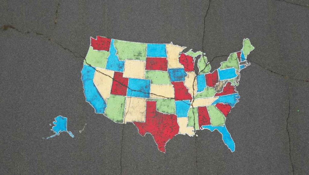 A map of the US states.