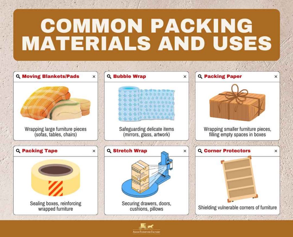 Common packing materials and uses