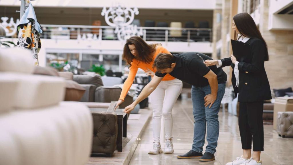 Customers picking furniture in the shop