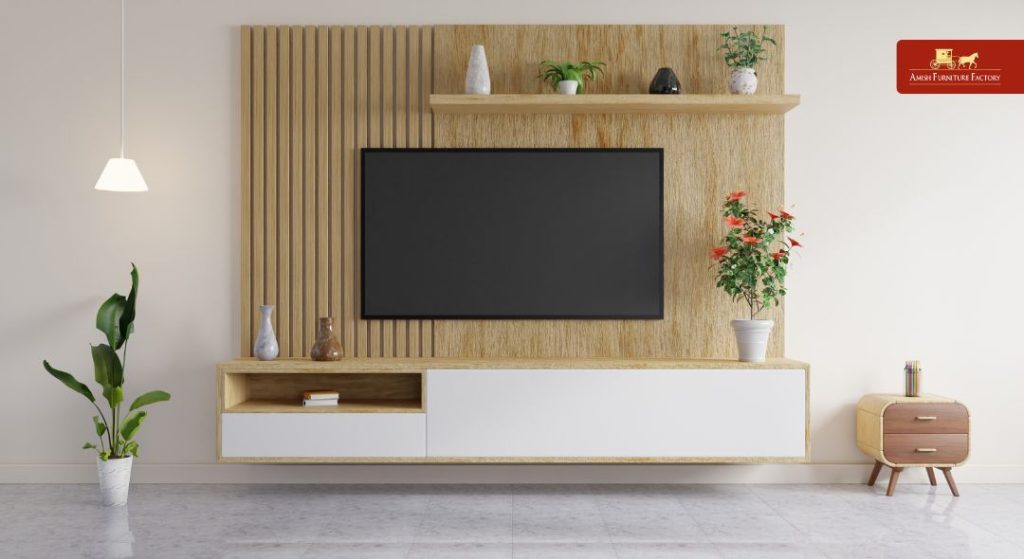 TV stand decor using vertical space