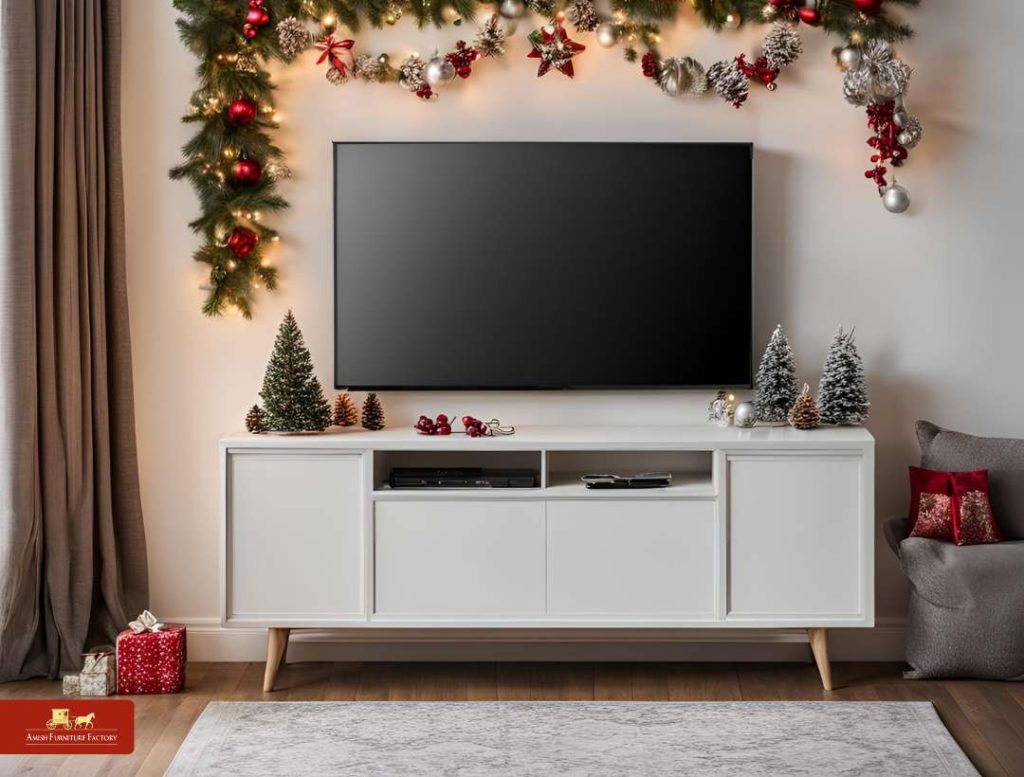 TV stand with Seasonal Decor