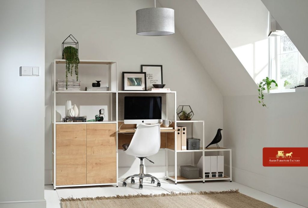 Modular Desks with Built-In Shelves