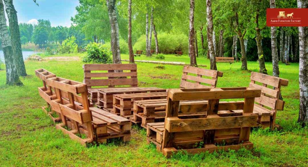 Wood furniture outdoors