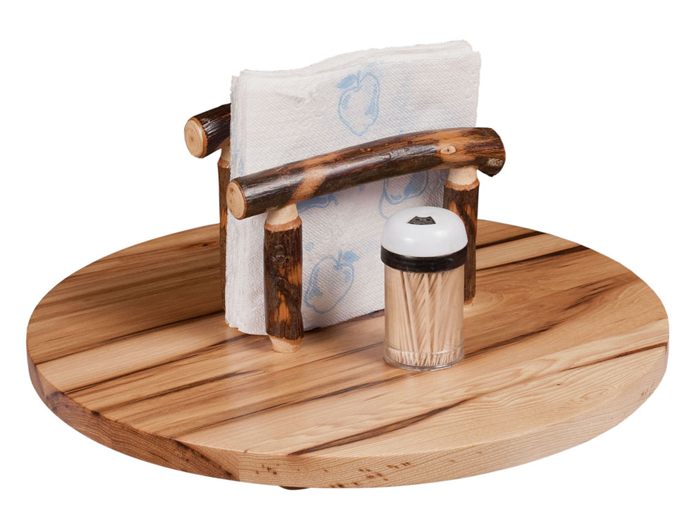Amish Wood Kitchen Utensil Lazy Susan with Paper Towel Holder and Spice Rack