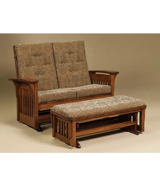 Bow Arm Slat Loveseat Glider