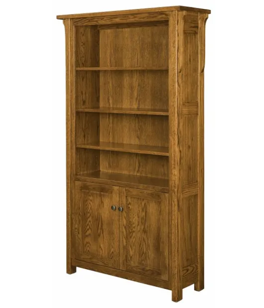 Boston Bookcase with Two Bottom Doors - QUICK SHIP