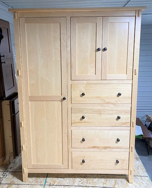 Bungalow 4 Drawer 3 Door Chifferobe; Hard Maple, Natural QUICK SHIP