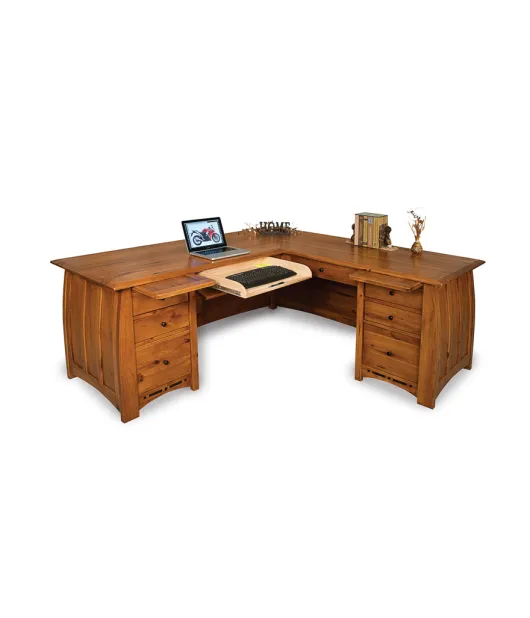 Boulder Creek 8 Drawer L Desk with Finished Backside