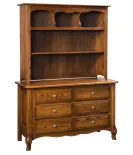 French Country 6 Drawer Dresser with Hutch Top