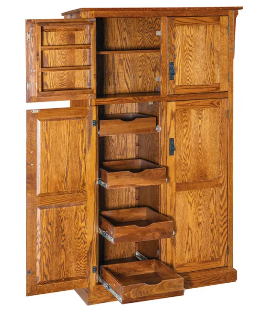 Spicy Mission 4 Door Pantry Cabinet with Rollout Shelves