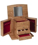 4 Drawer Jewelry Chest of Drawers with Round Front Lid & Base