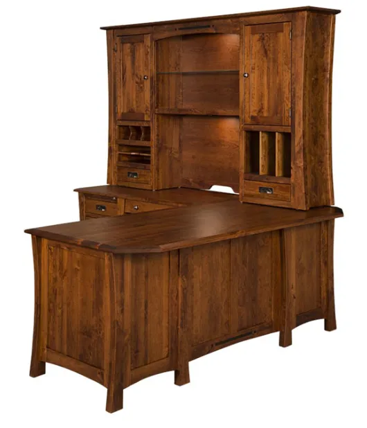 Arts & Crafts L Shaped Desk with Hutch