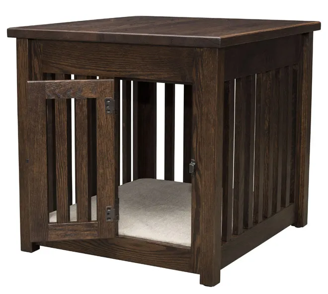 Macy Pet End Table with Wooden Slats and Door