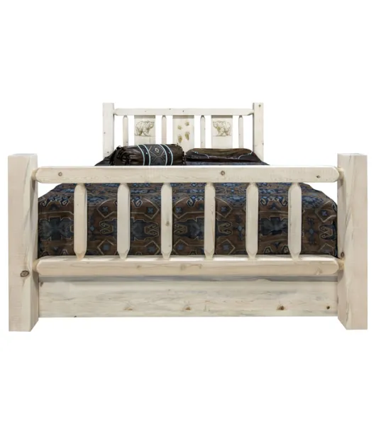 Homestead Bed with Storage and Laser Engraved Design