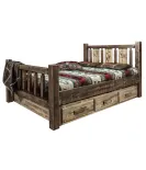 Homestead Bed with Storage and Laser Engraved Design