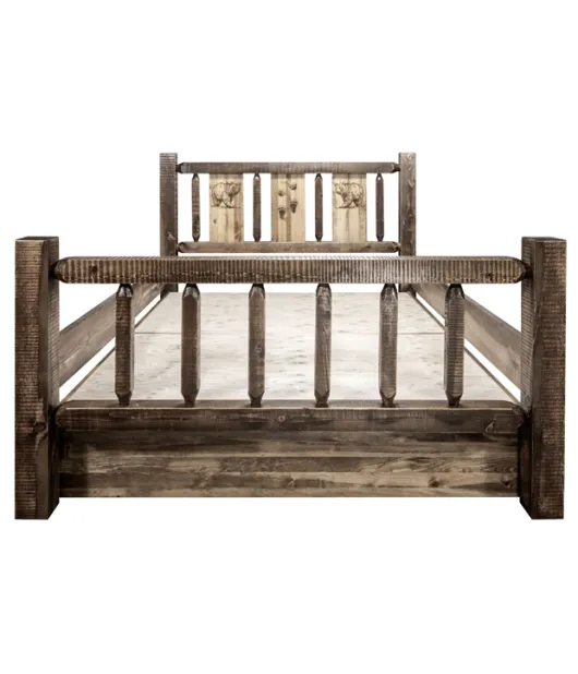 Homestead Bed with Storage and Laser Engraved Design