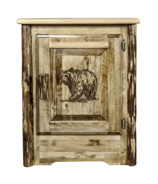 Glacier Country Accent Cabinet with Laser Engraved Design