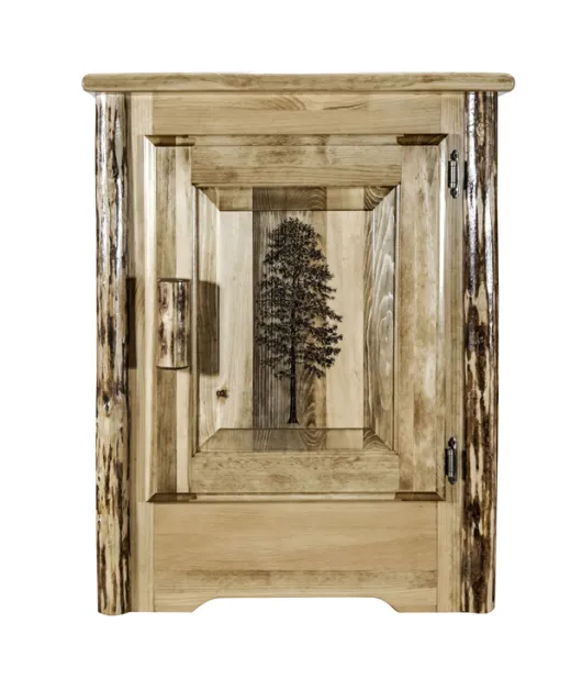 Glacier Country Accent Cabinet with Laser Engraved Design