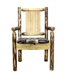 Glacier Country Captain's Chair with Upholstery and Laser Engraved Design