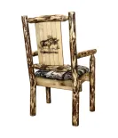 Glacier Country Captain's Chair with Upholstery and Laser Engraved Design