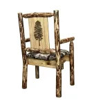 Glacier Country Captain's Chair with Upholstery and Laser Engraved Design