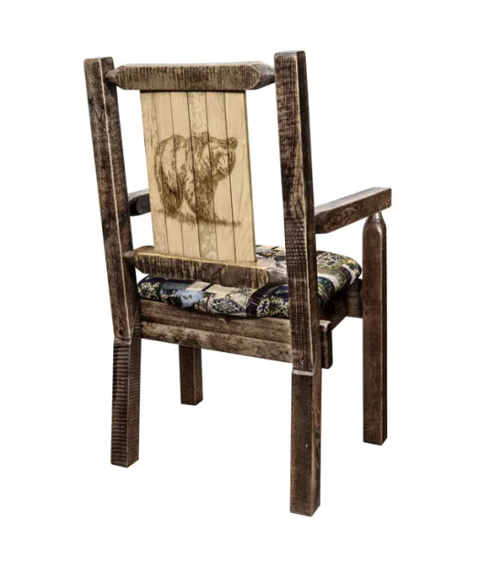 Homestead Captain's Chair with Upholstery and Laser Engraved Design