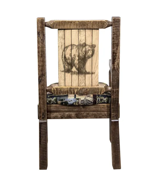 Homestead Captain's Chair with Upholstery and Laser Engraved Design