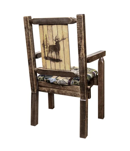 Homestead Captain's Chair with Upholstery and Laser Engraved Design