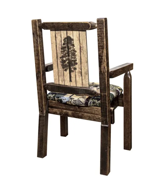 Homestead Captain's Chair with Upholstery and Laser Engraved Design