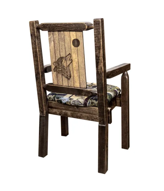 Homestead Captain's Chair with Upholstery and Laser Engraved Design