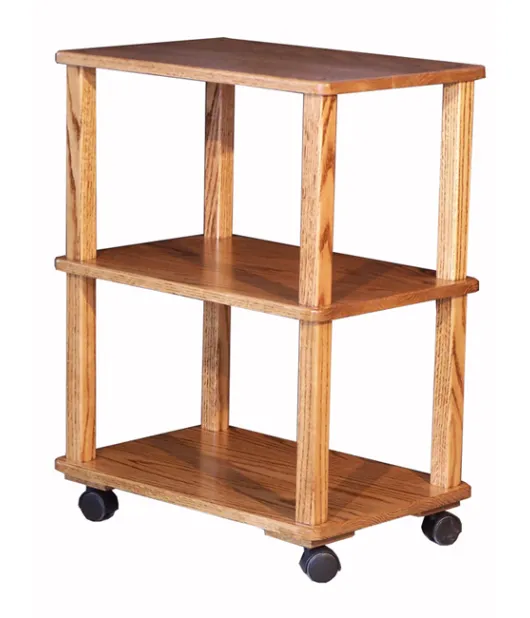 Microwave/Serving Cart with Slatted Shelves