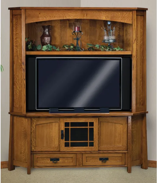 Modesto 69" 3 Door 2 Drawer Corner TV Center with Hutch