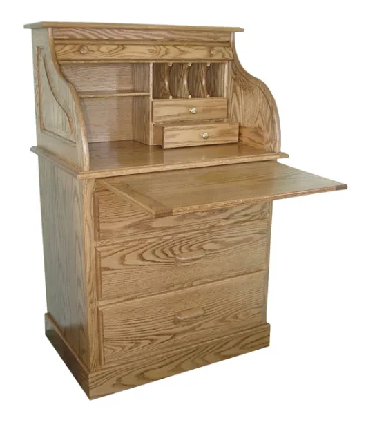 Traditional 30" Full Pedestal Roll Top Desk