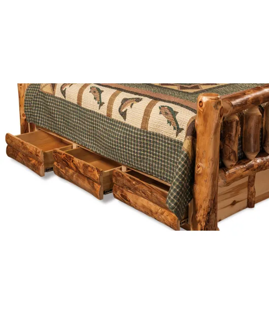 Fireside Rustic Bookcase Bed with Storage Drawers