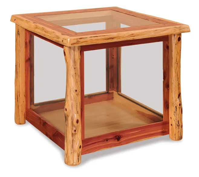 Fireside Rustic Glass End Table