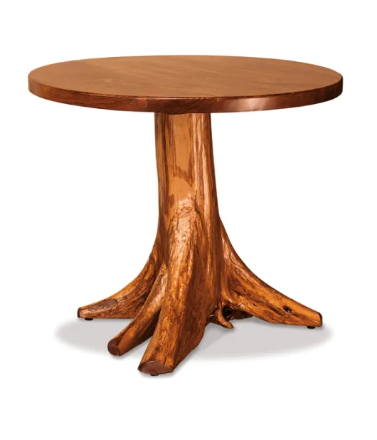 Fireside Rustic Round Single Pedestal Table with Stump