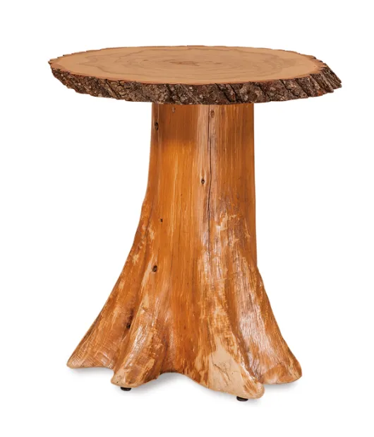 Fireside Rustic Stump End Table Top with Bark on Stump