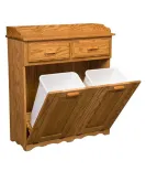 Double Large Tiltout Trash Bin with Top Drawer