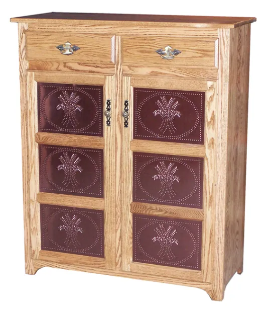 Traditional 2 Drawers & Copper Inserts Pie Safe