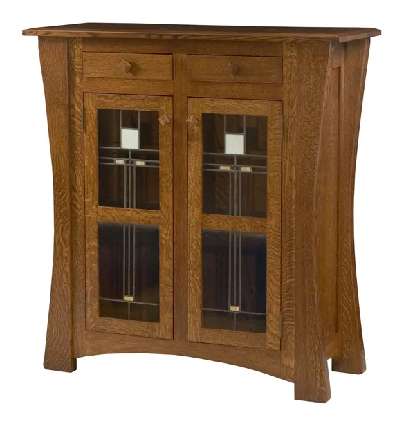 Arts & Crafts with Glass Panels Storage Cabinet