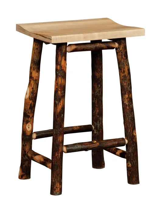 24" Hickory Bar Stool in Solid Seat (1297)