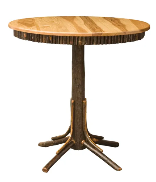 Hickory Round Top Pub Table with Round Skirting