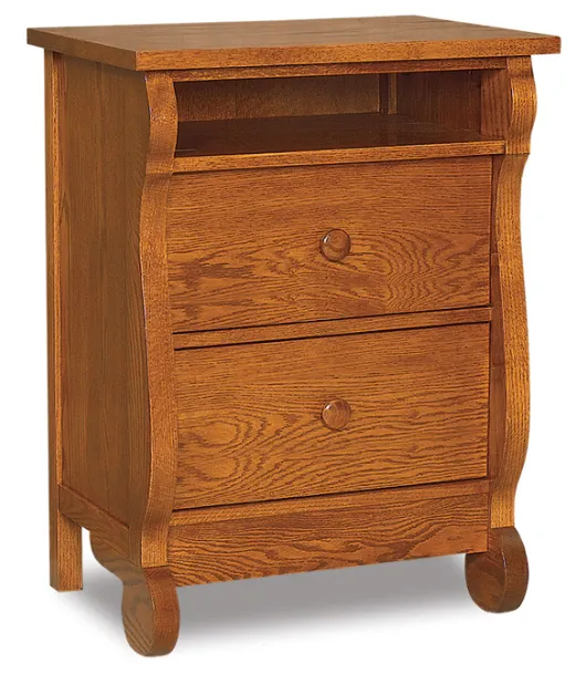 Old Classic Sleigh 2 Drawer Night Stand with Opening